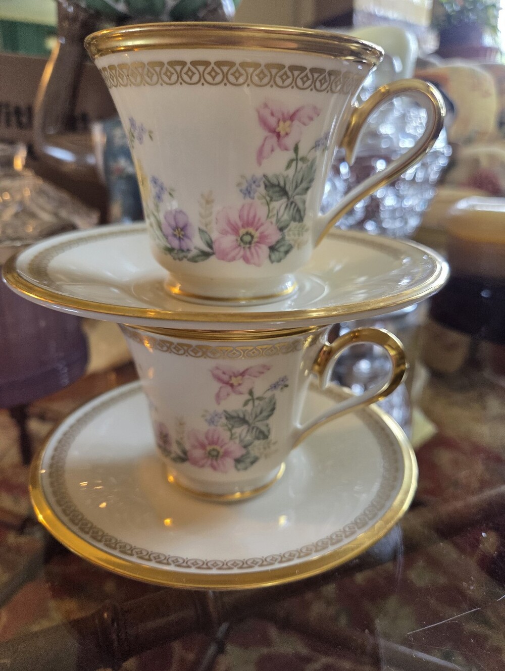 2 Sets Lenox Flower Song Cup And Saucer Set